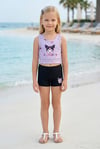 Kız Çocuk Polyester + Elastan Karakter Baskılı Büstiyer ve Boxer Şort İkili Mayo