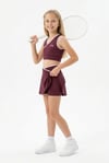 Kız Çocuk Polyester + Elastan V Yaka Kruvaze Spor Crop Pileli Şort Etek Sporcu Takım