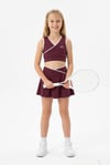 Kız Çocuk Polyester + Elastan V Yaka Kruvaze Spor Crop Pileli Şort Etek Sporcu Takım