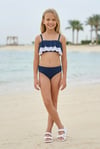 Kız Çocuk Polyester + Elastan Katlı Fırfır Detaylı Askılı Şık Tasarım Bikini Mayo