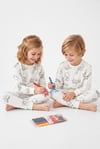 Üniseks Çocuk Boyanabilir Desenli %100 Pamuk Süprem Kumaş Uzun Kollu Pijama Takımı