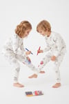 Üniseks Çocuk Boyanabilir Desenli %100 Pamuk Süprem Kumaş Uzun Kollu Pijama Takımı