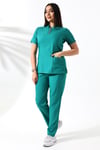 Likralı Neck Zipper Scrubs Ameliyathane Yeşili