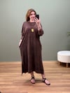 %100 PAMUK BATİK YIKAMA SWEAT ELBİSE KAHVE 