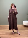 %100 PAMUK BATİK YIKAMA SWEAT ELBİSE KAHVE 