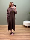 %100 PAMUK BATİK YIKAMA SWEAT ELBİSE KAHVE 