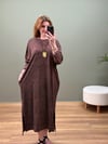 %100 PAMUK BATİK YIKAMA SWEAT ELBİSE KAHVE 