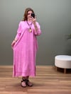 %100 PAMUK BATİK YIKAMA SWEAT ELBİSE PEMBE 