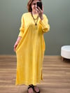 %100 PAMUK BATİK YIKAMA SWEAT ELBİSE SARI