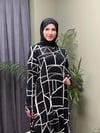 %100 PAMUKLU SWEAT ELBİSE GEOMETRİK DESEN