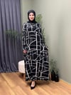 %100 PAMUKLU SWEAT ELBİSE GEOMETRİK DESEN