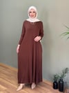 %100 PAMUKLU SWEAT ELBİSE KAHVE 