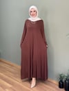 %100 PAMUKLU SWEAT ELBİSE KAHVE 