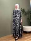 %100 PAMUKLU SWEAT ELBİSE SIYAH LEOPAR DESEN