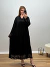 DANTEL DETAYLI %100 PAMUK İTALYAN VİSKON ELBİSE SİYAH