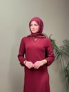 ETEK FIRFIRLI MAKSİ BOY FİTİLLİ ELBİSE BORDO 