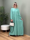 HAKİM YAKA DÜĞMELİ İTALYAN VİSKON  ELBİSE MINT 