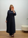 Oversize Düğmeli Uzun Tunik Pantolon Takım Lacivert
