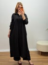 Oversize Düğmeli Uzun Tunik Pantolon Takım Siyah