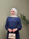 PAMUK VISKON LACİVERT ELBİSE 