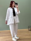 Premium seri %100 Pamuk Gabardin İkili Takım Beyaz  