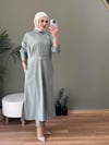 Stil tasarım gömlek elbise mint