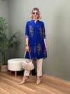 STİLL GÖMLEK TUNİK ETNİK DESEN SAKS MAVİ