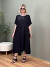 TASARIM FİLE DETAYLI SWEAT ELBİSE SİYAH