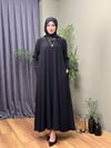 TASARIM SİYAH KENDİNDEN SİMLİ  ELBİSE 