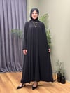 TASARIM SİYAH KENDİNDEN SİMLİ  ELBİSE 