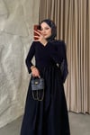 drape detaylı elbise lacivert