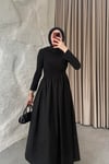 drape detaylı elbise siyah