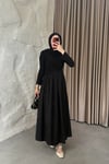 drape detaylı elbise siyah
