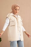 Ekru Naturel Denim Yelek