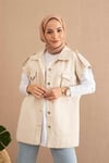 Ekru Naturel Denim Yelek