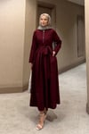 Fermuar Detaylı Elbise Bordo