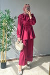 Fırfır Detaylı Takım Bordo