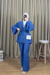 Keten Kimonolu Takım İndigo