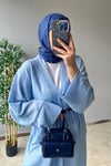 Keten uzun kimono takım buz mavisi