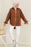Oversize Çıtçıtlı Kahve Ceket
