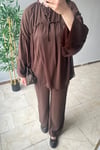 Pantolonlu Şifon Takım Acı Kahve