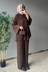 Pantolonlu Şifon Takım Acı Kahve