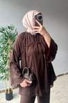 Pantolonlu Şifon Takım Acı Kahve