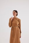 CARMEN GOLD DETAYLI ELBİSE TABA