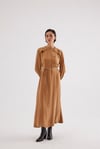 CARMEN GOLD DETAYLI ELBİSE TABA