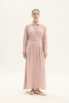 ELVİRA 100% KETEN ELBİSE PEMBE