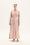 ELVİRA 100% KETEN ELBİSE PEMBE