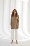 KENDİNDEN DESENLİ KAZAK CAMEL