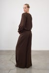 MAYA PİLE DETAY PANTOLON KAHVE