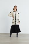 TARAZED MERSERİZE HIRKA BEJ-SİYAH